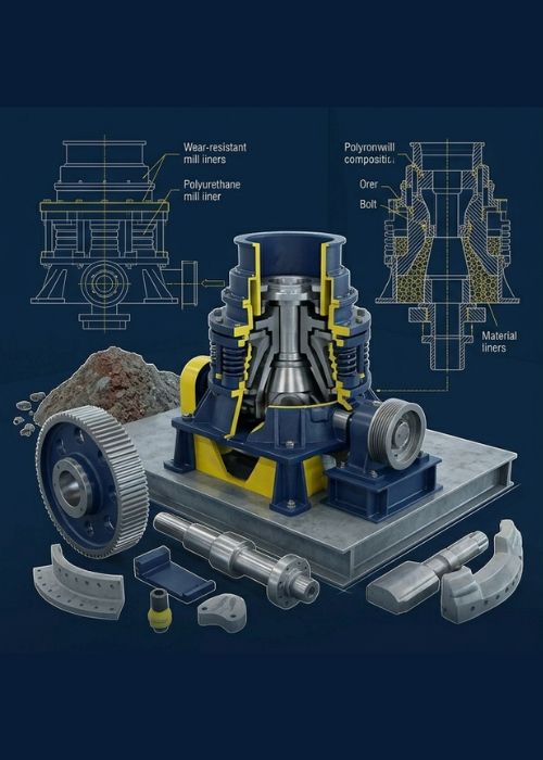 Crushers, Spares & Mill Liners - Cone crusher and heavy wear components